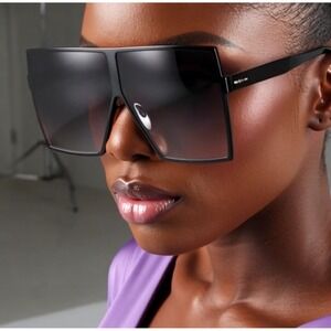 Oversized Square Sunglasses Flat‎ Top Shield Shades Fashion Sun Glasses